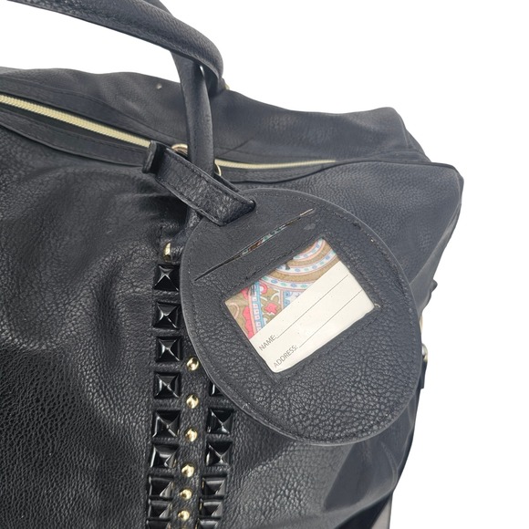 Big Buddha Black Faux Leather Studded XL Duffle Travel Bag EmbelishedY2K - Picture 8 of 13